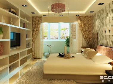 针对10平米的客厅，采用现代的造型简单的家具，配以