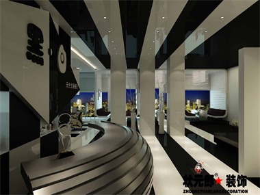 餐厅以黑白元素为主题，整体风格简约，给顾客强烈视觉
