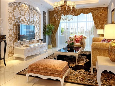 墙纸与茶镜的结合，在现代欧式家装中使用较为广泛，精