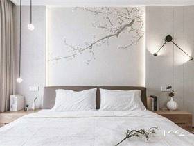 日式卧室背景墙实景图