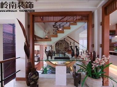 风格统一而和谐，东南亚风格在二楼房间及客厅等地方精